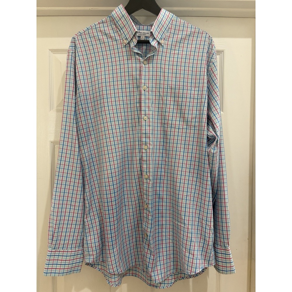 Peter Millar Summer Comfort Plaid Button-Up Shirt Men's Large